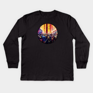 Inside Comic-Con Painting - Circle Kids Long Sleeve T-Shirt